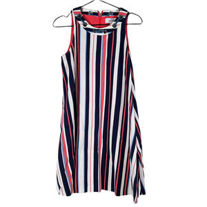 Belle Badgley Mischka Womens A Line Dress Multicolor Mini Striped Zip Nautical 0